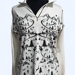 M Miller White and Black Graphic Women’s Quarter Zip